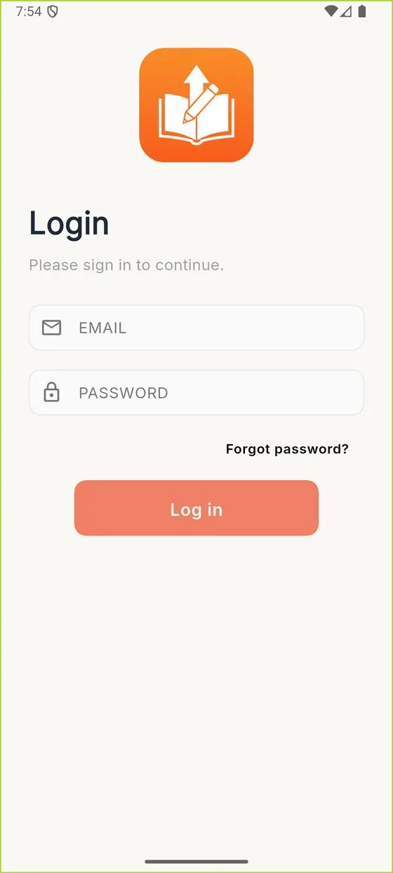 Login screen