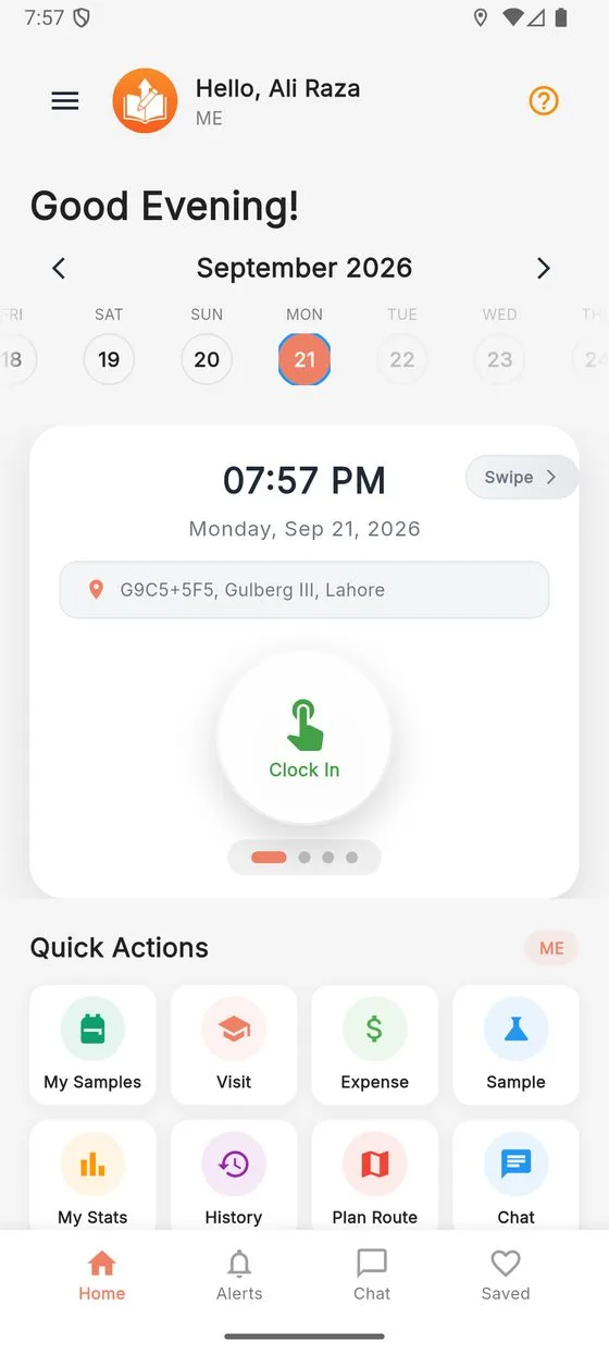 Home with clock-in