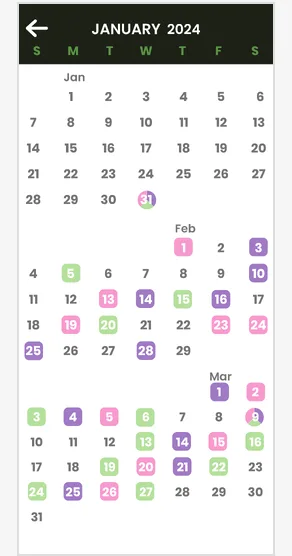 Streak calendar